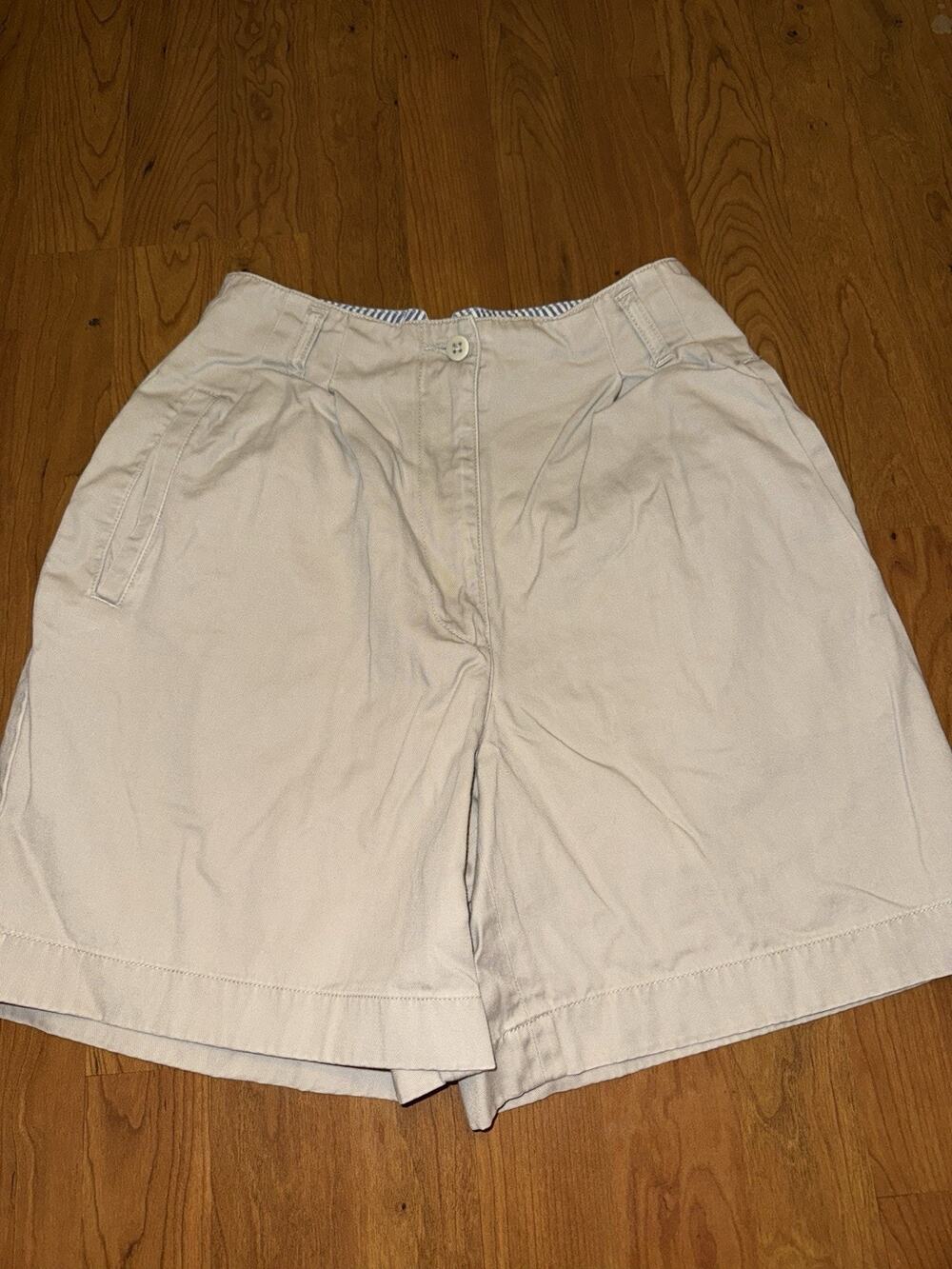 VTG ATDenim Ann Taylor 90s Chino Walking Shorts Khaki Beige size 4